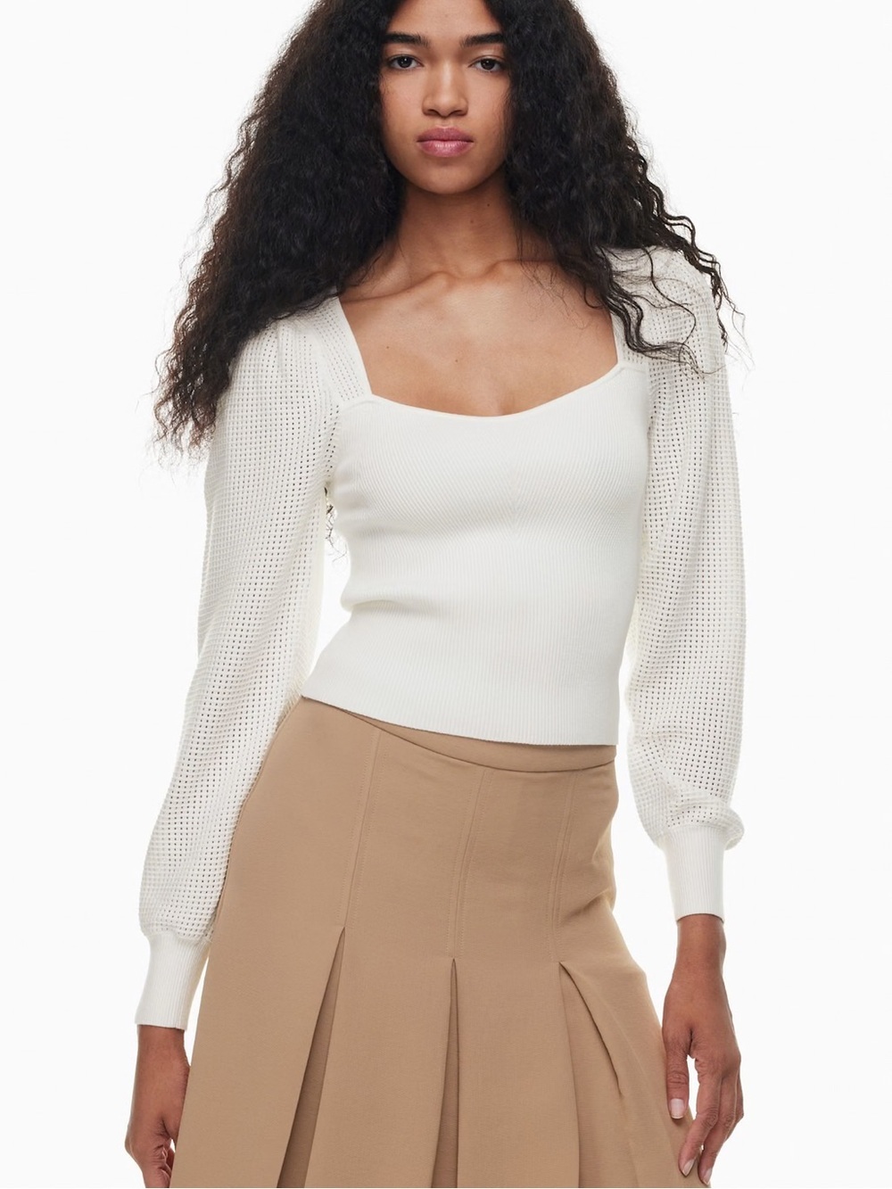 Aritzia Wilfred New Chance Sweater Cream Women’s M Capsule Wardrobe Sweetheart